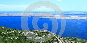 View to Adriatic sea and Island Pag from Velebit mountain, Croatia