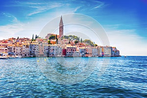 View to the Adriatic sea near the old Venetian town of Rovinj, C