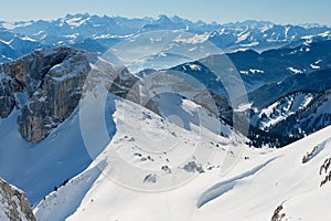 View to the Alp peaks from the Pilatus mountain in Luzern, Switzerland.