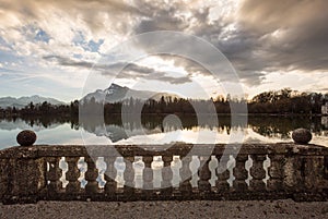 View to the Alps over a lake