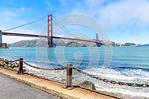 View to the amazing Golden Gate Bridge in San Francisco, California, travel destination in USA