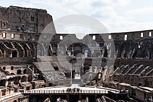 View to the amphitheater inside of Colosseum in Rome, Italy
