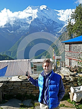 View to Annapurna 2 from Ghyaru village, Nepal photo