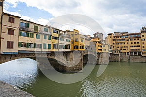 View to the Arno river and old bridge Ponte Vecchio in Florence, Italy