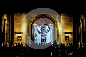 View to the Atlas Statue from Inside St. Patrick's Cathedral - Manhattan, New York City