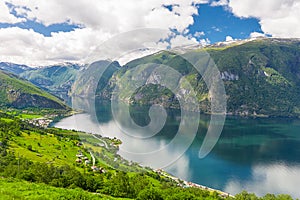 View to Aurlandsfjord a branch of Sognefjord, Norway