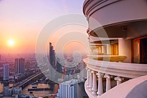 View to Bangkok skyline from 59 floor of the Lebua At State Tower