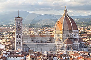 View to the Basilica di Santa Maria del Fiore in Florence, Italy