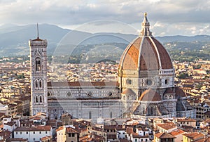 View to the Basilica di Santa Maria del Fiore in Florence, Italy