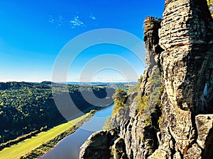 View to Bastion Rock - Saxonian Swiss Rock Formation near Dresden