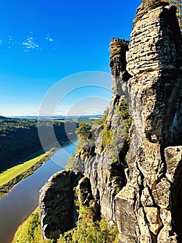 View to Bastion Rock - Saxonian Swiss Rock Formation near Dresden