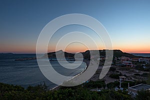 View to the bay of Ereikoussa island at dusk