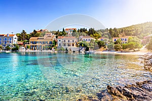 View to the bay of Fiscardo town, Kefalonia island, Greece