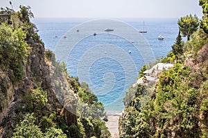 View to the beach Bagni d`Arienzo, Amalfi Coast, Italy