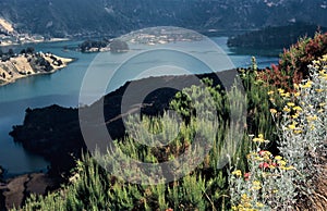 View to the beautiful and 400 meters deep Wonchi Crater lake