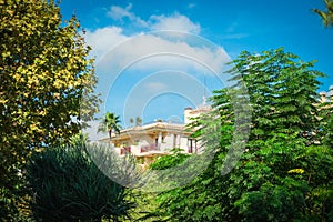 View to beautiful Albir resort. Part of residential house facade. Albir is popular relaxing holiday destination