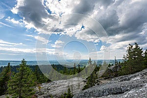 View to forest from hill, Koli National Park, Finland