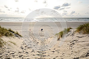 View to beautiful landscape with beach and sand dunes near Henne Strand, North sea coast landscape Jutland Denmark photo