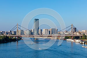 View to Belgrade City Center from Ada Bridge