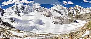 View to Bernina massive and Morteratsch glacier from Diavolezza