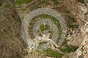 View to the bottom of the abyss from the monastery of temptation