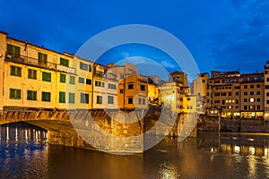 View to the bridge Ponte Vecchio in the city of Florence, Italy