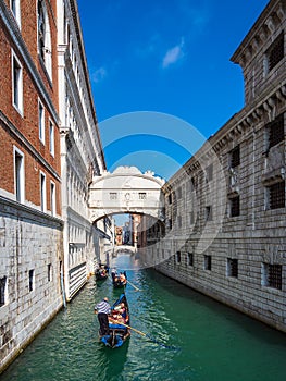 View to the Bridge of Sighs in Venice, Italy