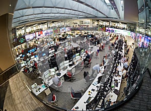 View to busy trading floor of the Sberbank CIB