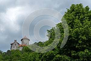View to the castle Normannstein in the german city called Treffurt