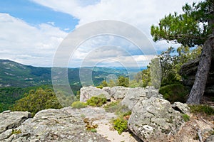 View to the Cevennes mountains in france