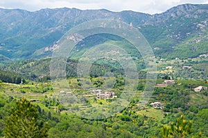 View to the Cevennes mountains in france