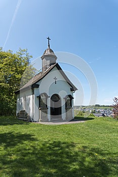 View to the chapel in the german called Winterberg at the mountain Kreuzberg photo