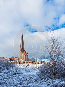 View to the church Petrikirche in Rostock, Germany photo