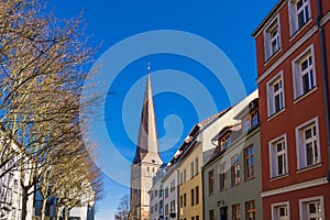 View to the church Petrikirche in Rostock, Germany photo