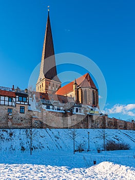 View to the church Petrikirche in Rostock, Germany photo