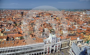 View to clocktower from campanille at San Marco