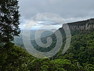 View to the coastline from Canyon lookout on the Springbrook Mountain, Gold Coast