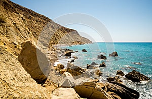 A view to coastline in Pissouri bay not far from the tourist beach, Cyprus