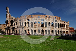View To The Colosseum In Rome Italy On A Wonderful Spring Day