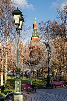 View to the Corner Arsenalnaya Tower of the Moscow Kremlin