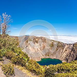 View to the Crater of Irazu Volcano at Irazu Volcano National Park in Costa Rica