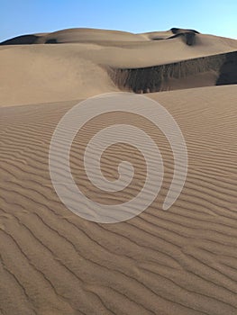 View to dark brown sand dune