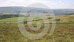 View to Dunkery Beacon the highest point on Exmoor Somerset England UK PAN.