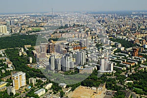 View to dwelling houses from Moscow International Business Center