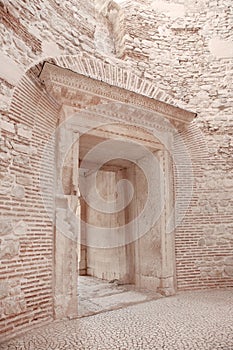 View to Entrance vestibule of the Diocletian`s palace peristyle
