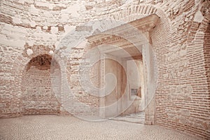 View to Entrance vestibule of the Diocletian`s palace peristyle