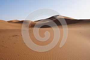 View to Erg Chigaga dune on Sahara desert in southeastern MOROCCO