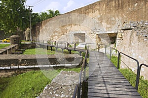 View to the exterior wall of the Ozama fortress in Santo Domingo, Dominican Republic.