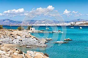 View to the famous Kolymbithres beach on Paros island, Cyclades, Greece