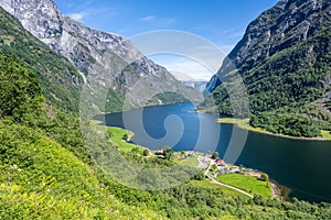 View to the famous Naeroyfjord in Norway